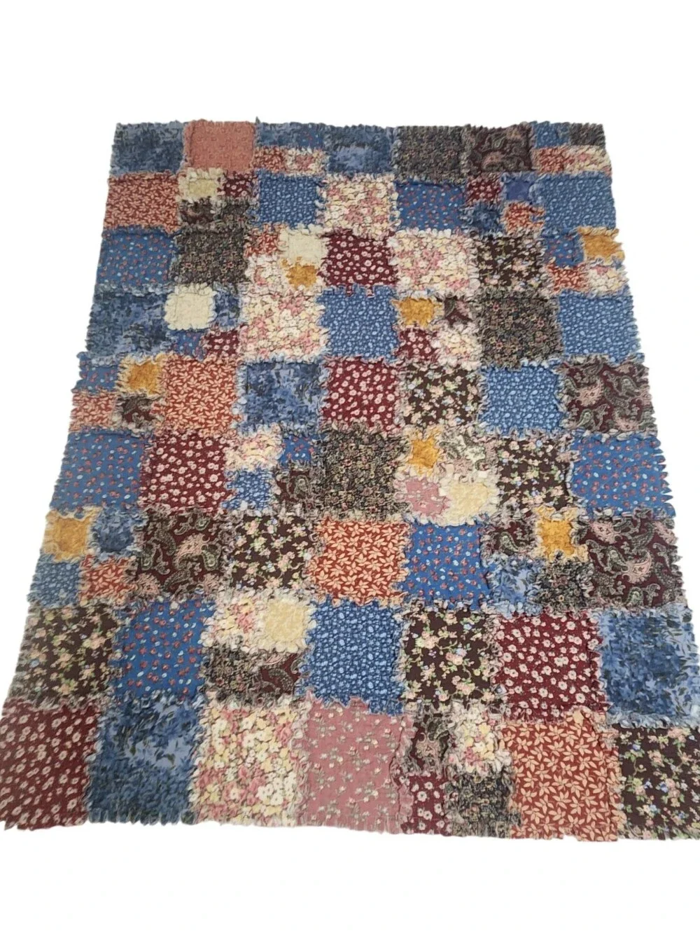 Reversible Patchwork Rag Quilt Throw Blanket 61